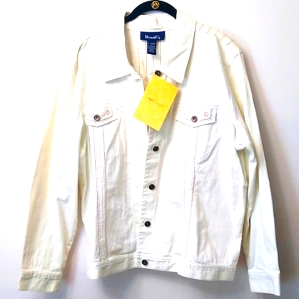 🎉HP🎉Denim & Co. Embroidered Classic Denim Jacket, XL, NWoT - Picture 1 of 10
